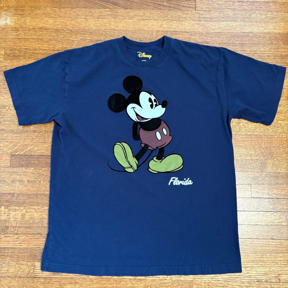Disney Mickey‎ Mouse Florida Graphic T Shirt Adult XL Blue Cotton Tee